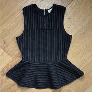 Anthropologie Black Ribbed Peplum Tank Top